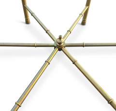 Trio 3 Solid Brass Faux Bamboo Mastercraft Hexagonal Side Tables Mid Century - 2851688