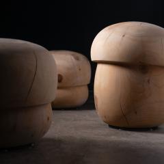 Trio of Fungo Mushroom Stools by Paola Navone for Riva 1920 in Solid Cedar - 3986032