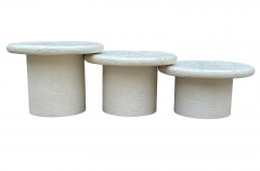 Trio of Mid Century Italian Post Modern Faux Stone Cocktail Table Set - 3114291