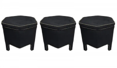 Trio of Mid Century Modern Upholstered Stools or Benches in Hexagonal Form - 2537313