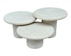 Trio of Midcentury Italian Post Modern Faux Stone Cocktail Table Set - 4286475