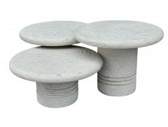 Trio of Midcentury Italian Post Modern Faux Stone Cocktail Table Set - 4286479