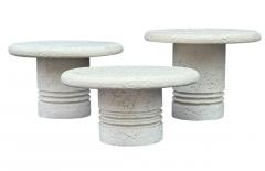 Trio of Midcentury Italian Post Modern Faux Stone Cocktail Table Set - 4286482