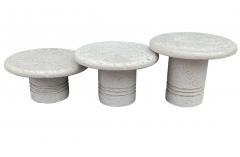 Trio of Midcentury Italian Post Modern Faux Stone Cocktail Table Set - 4286490