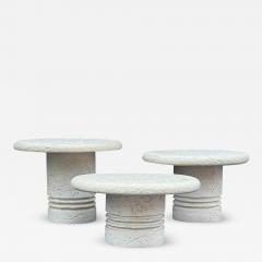 Trio of Midcentury Italian Post Modern Faux Stone Cocktail Table Set - 4288057