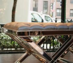 Triple Silver Trim Mirrored X Band Bench - 3096590