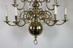Triple Tier 18 Light Dutch Brass Baroque Style Chandelier Circa 1880 - 3593548