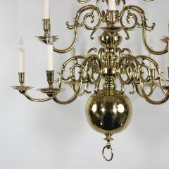 Triple Tier 18 Light Dutch Brass Baroque Style Chandelier Circa 1880 - 3593549