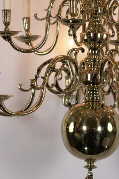 Triple Tier 18 Light Dutch Brass Baroque Style Chandelier Circa 1880 - 3593554