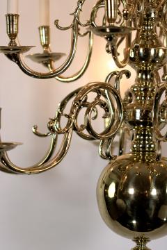 Triple Tier 18 Light Dutch Brass Baroque Style Chandelier Circa 1880 - 3593555