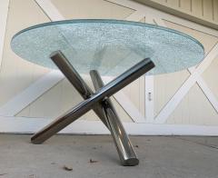 Tripod Dining Table with Crackled Glass Top - 1831156