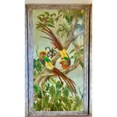 Triptych Paintings of Tropical Birds Parrots - 4014055