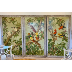 Triptych Paintings of Tropical Birds Parrots - 4014068