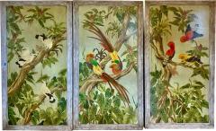 Triptych Paintings of Tropical Birds Parrots - 4015289