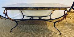 Trouvailles Toile Coffee or Low Table Gilt Metal Base and Corner Stork Heads - 1280636
