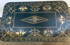 Trouvailles Toile Coffee or Low Table Gilt Metal Base and Corner Stork Heads - 1280639