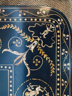 Trouvailles Toile Coffee or Low Table Gilt Metal Base and Corner Stork Heads - 1280643