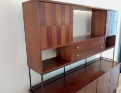 True Mid Century Classic Inlaid Rosewood Walnut Credenza Cabinet by Stanley USA - 2556111