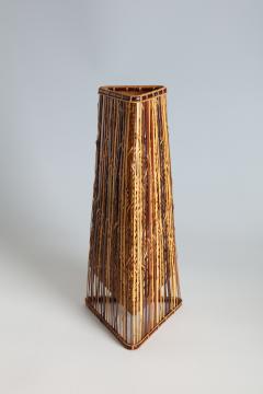 Tsujimura Ichiro Bamboo Shower Triangular Flower Basket T 3491  - 2651149