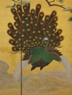 Tsunetake Yotei 18 c Phoenix Peacocks Japanese folding screen pair - 4429796