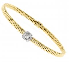 Tubogas Bracelet with Cushion Shaped Pave Diamond Center - 3949782