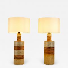 Tue Poulsen Large Pair of Tue Poulsen Studio Stoneware Table Lamps Denmark 1960s - 2709932