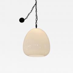 Tulip form white glass and bronze pendant - 4248440