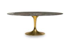 Tulipa Marble Hand Forged Bronze Dining Table Oval  - 4172703