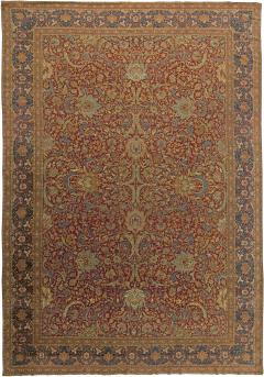 Turkish Hereke Antique Floral Red Green Blue Yellow Handmade Wool Rug - 2456782