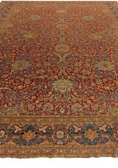 Turkish Hereke Antique Floral Red Green Blue Yellow Handmade Wool Rug - 2456783