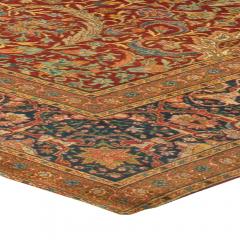 Turkish Hereke Antique Floral Red Green Blue Yellow Handmade Wool Rug - 2456786