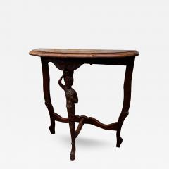 Turn of the Century Figural Louis XV Style Demilune Table - 4483737