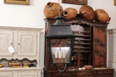 Turn of the Century French Iron and Glass Lanterns a Pair Wired for the USA - 3577422