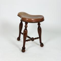 Turned Mahogany Three Legged Saddle Seat Stool English circa 1850 - 3717739