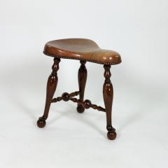 Turned Mahogany Three Legged Saddle Seat Stool English circa 1850 - 3717744