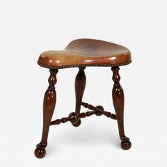 Turned Mahogany Three Legged Saddle Seat Stool English circa 1850 - 3720276