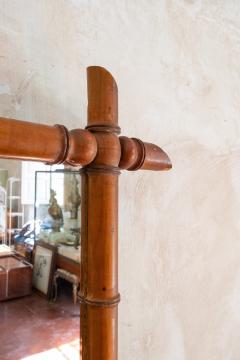 Turned Wood Faux Bamboo Mirror 1940s - 4736813