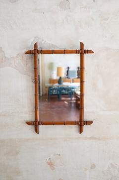 Turned Wood Faux Bamboo Mirror 1940s - 4757323