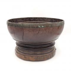 Turned Wooden Bowl with Copper Mounts India 19th 18th century - 3606597
