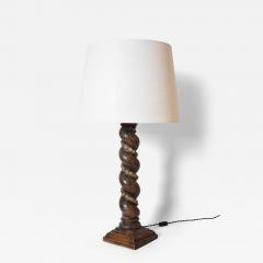 Turned wood column laurel pattern lamp XIXth c  - 4562543