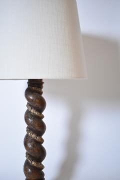 Turned wood column laurel pattern lamp XIXth c  - 4695829