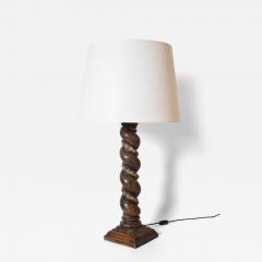 Turned wood column laurel pattern lamp XIXth c  - 4702085