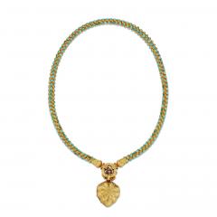 Turquoise Diamond and Enamel Serpent and Heart Locket Necklace - 4508921