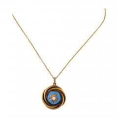 Turquoise Enamel Diamond and Pearl Pendant Necklace and Bracelet - 3044856