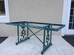 Turquoise Finish Aluminum Dolphin and Sea Shell Glass Top Dining Table - 1342217