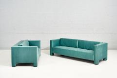 Turquoise Postmodern Cubic Settee 1970 - 2356992
