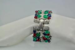 Tutti Frutti Carved Stones Diamond Bracelet 18 Karat Wide - 3449154