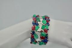 Tutti Frutti Carved Stones Diamond Bracelet 18 Karat Wide - 3451501