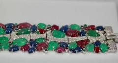 Tutti Frutti Carved Stones Diamond Bracelet 18 Karat Wide - 3451651