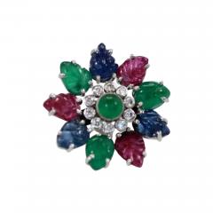 Tutti Frutti Ring Emeralds Rubies Sapphires and Diamonds - 3572093